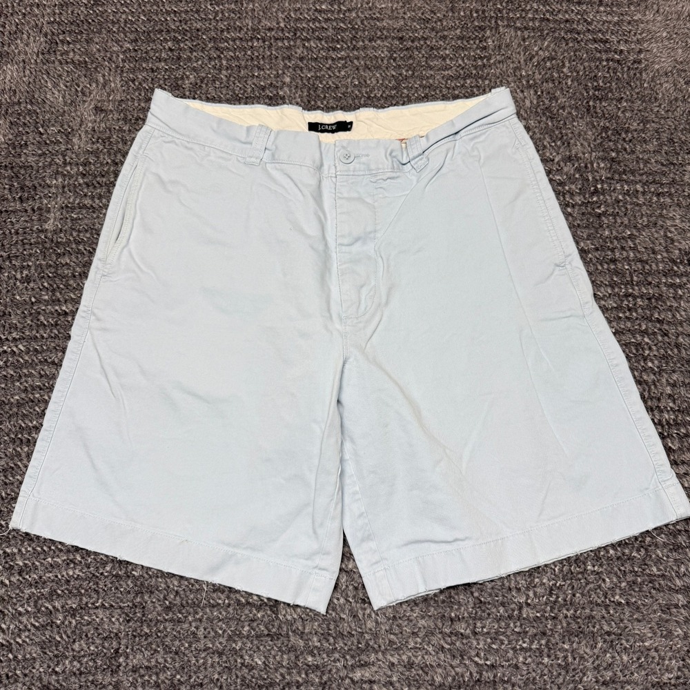 J Crew Mens Chino Shorts Size‎ 35 Light Blue Flat Front Casual Summer Style